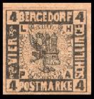 Bild von Freimarken: Je halbes Wappen von Lübeck und Hamburg zu einem Wappen vereinigt