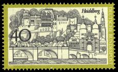 Briefmarke zu Bundesrepublik Deutschland (BRD) Fremdenverkehr: Helgoland und Heidelberg 40 Pfg dunkelorange/schwaz