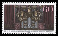 Briefmarke zu Bundesrepublik Deutschland (BRD) 300 Jahre Arp-Schnitger-Orgel in der Hauptkirche St. Jacobi Hamburg 60 Pfg mehrfarbig