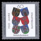 Briefmarke zu Bundesrepublik Deutschland (BRD) 700 Jahre Stadtrechte für Mayen, Welschbillig, Bernkastel, Montbaur, Wittig und Saarburg 60 Pfg mehrfarbig