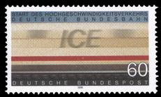 Briefmarke zu Bundesrepublik Deutschland (BRD) Start des Hochgeschwindigkeitsverkehrs der DB 60 Pfg mehrfarbig