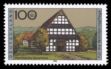 Briefmarke zu Bundesrepublik Deutschland (BRD) Wohlfahrt: Bauernhäuser in Deutschland 100+50 Pfg mehrfarbig
