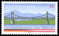 Briefmarke zu Bundesrepublik Deutschland (BRD) 100 Jahre Salzachbrücke Laufen - Olberndorf 55 C mehrfarbig