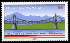 Briefmarke zu Bundesrepublik Deutschland (BRD) 100 Jahre Salzachbrücke Laufen - Olberndorf 55 C mehrfarbig