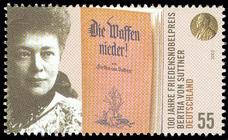 Briefmarke zu Bundesrepublik Deutschland (BRD) 100. Jahrestag der Verleihung des Friedensnobelpreises an Bertha von Sutter 55 C mehrfarbig