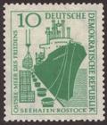 Briefmarke zu Deutsche Demokratische Republik (DDR) Inbetriebnahme des Hochseehafens Rostock 10 Pfg opalgrün