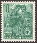 Briefmarke zu Deutsche Demokratische Republik (DDR) Freimarken: Fünfjahrplan 10 Pfg bläulichgrün