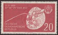 Bild von Landung der sowjetischen Weltraumrakete "Lunik 2" auf dem Mond