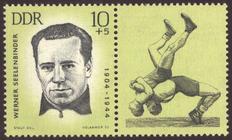 Briefmarke zu Deutsche Demokratische Republik (DDR) Erhaltung der Mahn- und Gedenkstätten: ermordete Sportler 10+5 Pfg mattgelboliv/schwarz