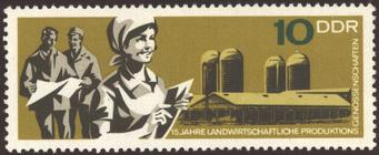 Briefmarke zu Deutsche Demokratische Republik (DDR) 15 Jahre landwirtschaftliche Produktionsgenossenschaften 10 Pfg mehrfarbig