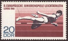 Briefmarke zu Deutsche Demokratische Republik (DDR) Internationale Leichtathletikspiele der Junioren in Leipzig 20 Pfg mehrfarbig