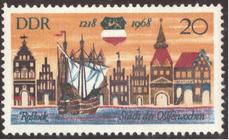 Briefmarke zu Deutsche Demokratische Republik (DDR) 750 Jahre Rostock 20 Pfg mehrfarbig