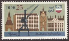 Briefmarke zu Deutsche Demokratische Republik (DDR) 750 Jahre Rostock 25 Pfg mehrfarbig