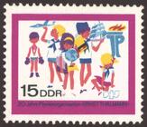 Briefmarke zu Deutsche Demokratische Republik (DDR) 20 Jahre Pionierorganistion "Ernst Thälmann" 15 Pfg mehrfarbig