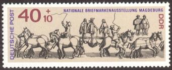 Briefmarke zu Deutsche Demokratische Republik (DDR) Nationale Briefmarkenausstellung in Magdeburg 40+10 Pfg mehrfarbig