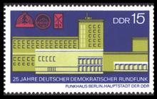 Briefmarke zu Deutsche Demokratische Republik (DDR) 25 Jahre Deutscher Demokratischer Rundfunk 15 Pfg mehrfarbig