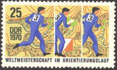 Briefmarke zu Deutsche Demokratische Republik (DDR) Weltmeisterschaft im Orientierungslauf Friedrichsroda 25 Pfg mehrfarbig