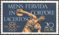 Briefmarke zu Deutsche Demokratische Republik (DDR) 20 Jahre Nationales Olympisches Komitee 20 Pfg mehrfarbig