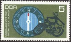 Briefmarke zu Deutsche Demokratische Republik (DDR) 30 Jahre Gesellschaft für Sport und Technik 5 Pfg mehrfarbig