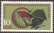 Briefmarke zu Deutsche Demokratische Republik (DDR) 20 Jahre Kampfgruppen der Arbeiterklasse 10 Pfg mehrfarbig