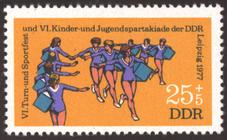Briefmarke zu Deutsche Demokratische Republik (DDR) Turn- und Sportfest: Kinder- und Jugenspardiikiade in Leipzig 25+5 Pfg mehrfarbig