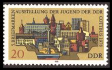 Briefmarke zu Deutsche Demokratische Republik (DDR) 5. Briefmarkenausstellung der Jugend Cottbus 20 Pfg mehrfarbig