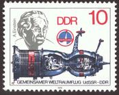 Briefmarke zu Deutsche Demokratische Republik (DDR) Gemeinsamer Weltraumflug UdSSR-DDR 10 Pfg mehrfarbig
