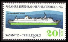 Briefmarke zu Deutsche Demokratische Republik (DDR) 70 Jahre Eisenbahnfährverbindung Sassnitz-Trelleborg 20 Pfg mehrfarbig