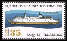Briefmarke zu Deutsche Demokratische Republik (DDR) 70 Jahre Eisenbahnfährverbindung Sassnitz-Trelleborg 35 Pfg mehrfarbig