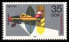 Briefmarke zu Deutsche Demokratische Republik (DDR) 25 Jahre INTERFLUG: Internationale Luftpostausstellung AEROSOZPHILEX 35 Pfg mehrfarbig