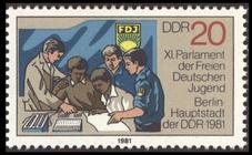 Briefmarke zu Deutsche Demokratische Republik (DDR) Parlament der FDJ Freien Deutschen Jugend in Berlin 20 Pfg mehrfarbig