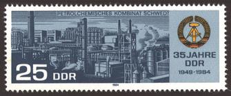 Briefmarke zu Deutsche Demokratische Republik (DDR) 35 Jahre Deutsche Demokratische Republik 25 Pfg mehrfarbig