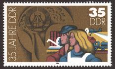 Briefmarke zu Deutsche Demokratische Republik (DDR) 35 Jahre Deutsche Demokratisch Republik 35 Pfg mehrfarbig