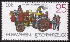 Briefmarke zu Deutsche Demokratische Republik (DDR) Feuerwehren und Löschfahrzeuge 25 Pfg mehrfarbig
